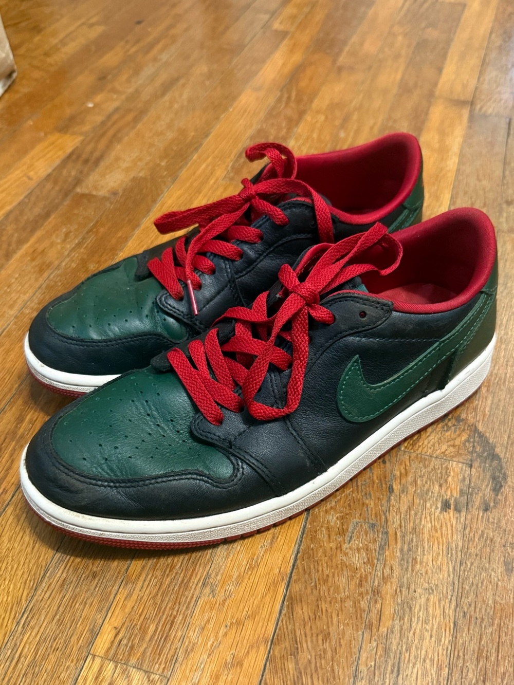 Nike Women's Low-Top Air Jordans Sneakers - Green, Black & Red